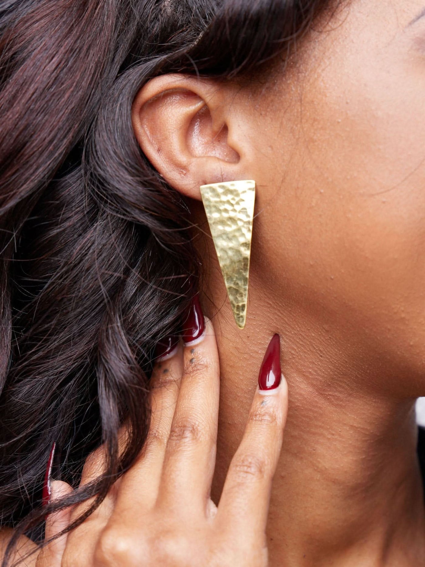 Lizola Sella Pyramid Earrings + Polisher - Brass - Shopzetu