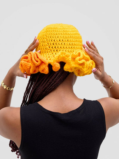Twist & Turn Ruffle Hat - Orange - Shopzetu
