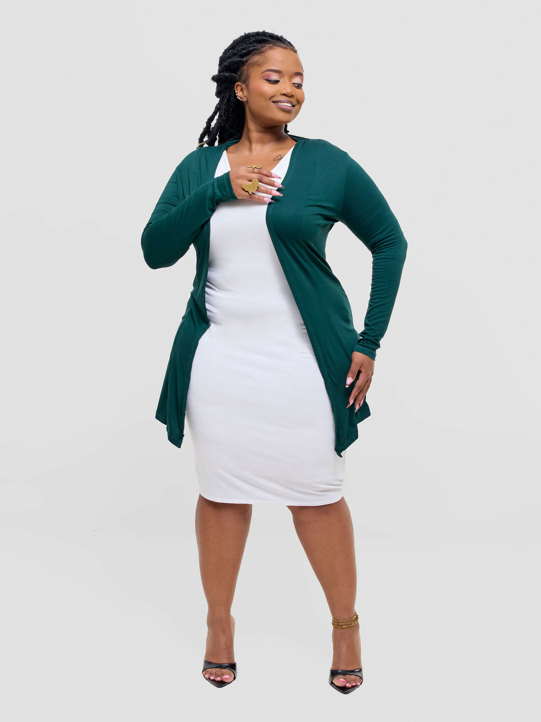 Anel's Knitwear Basic Kimono - Green - Shopzetu