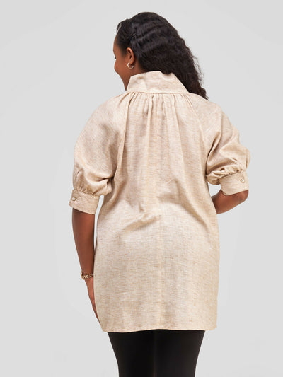 Tuli Anisa Short Sleeve Blouse - Brown