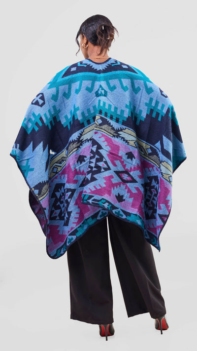 Afrodame Light Poncho - Blue / Purple