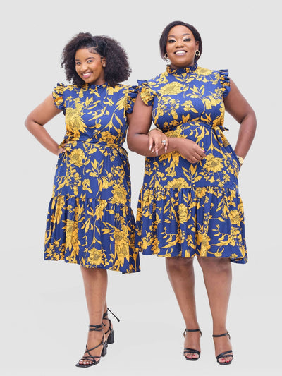 Lizola Uloaku Shirt Dress - Navyblue / Mustard - Shopzetu