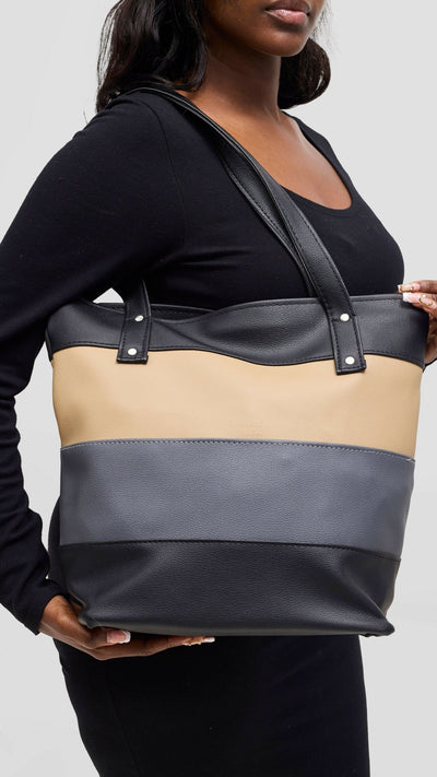 Mkenya Collections Handbag - Black / Beige / Grey - Shopzetu