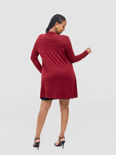 Anel's Knitwear Basic Kimono - Maroon - Shopzetu