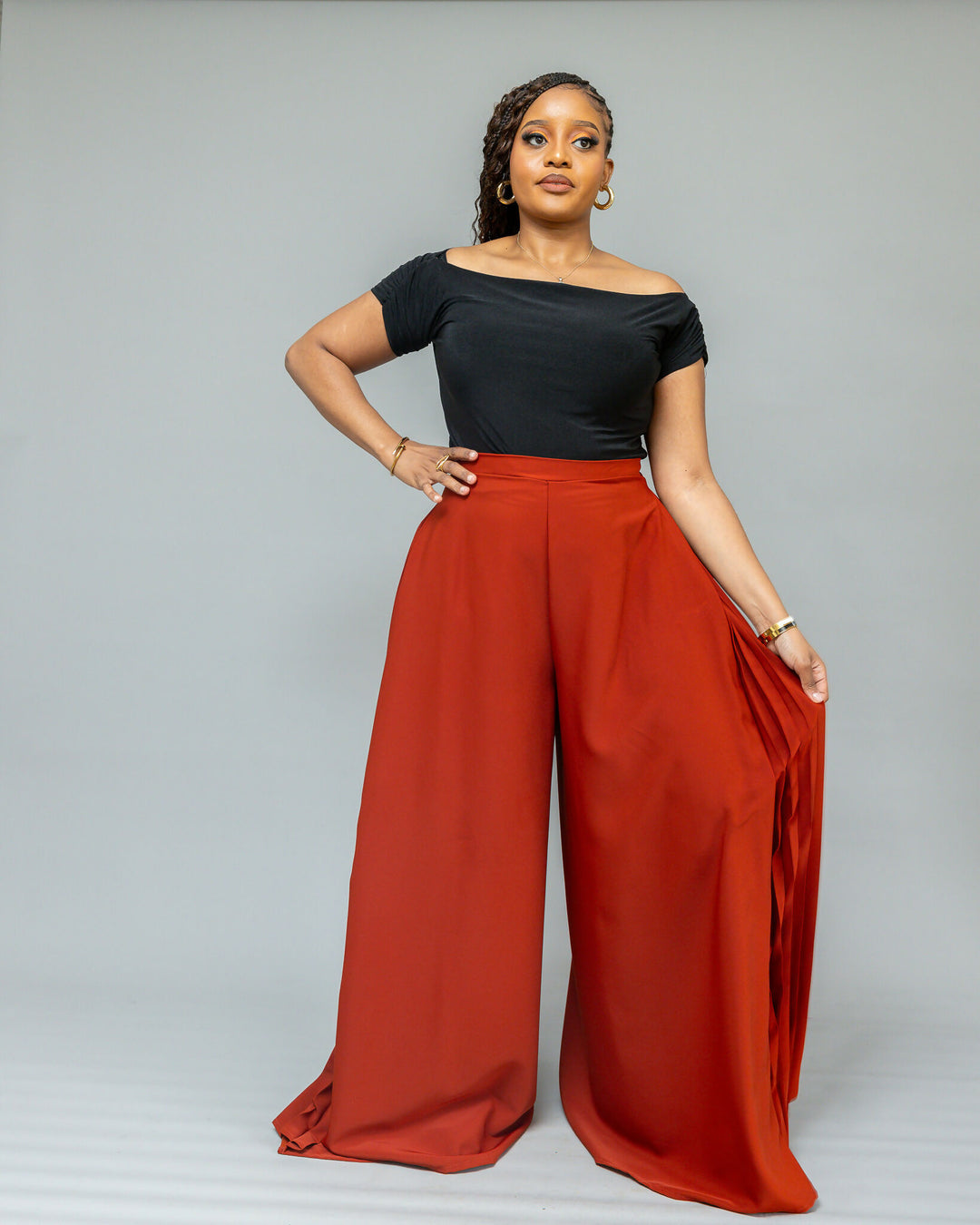 African Yuva Serro Palazzo Pant - Rust