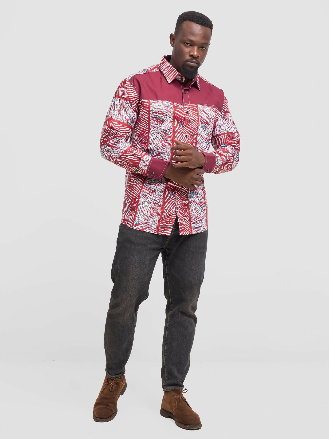Mendilines Warm African Print - Maroon Print - Shopzetu
