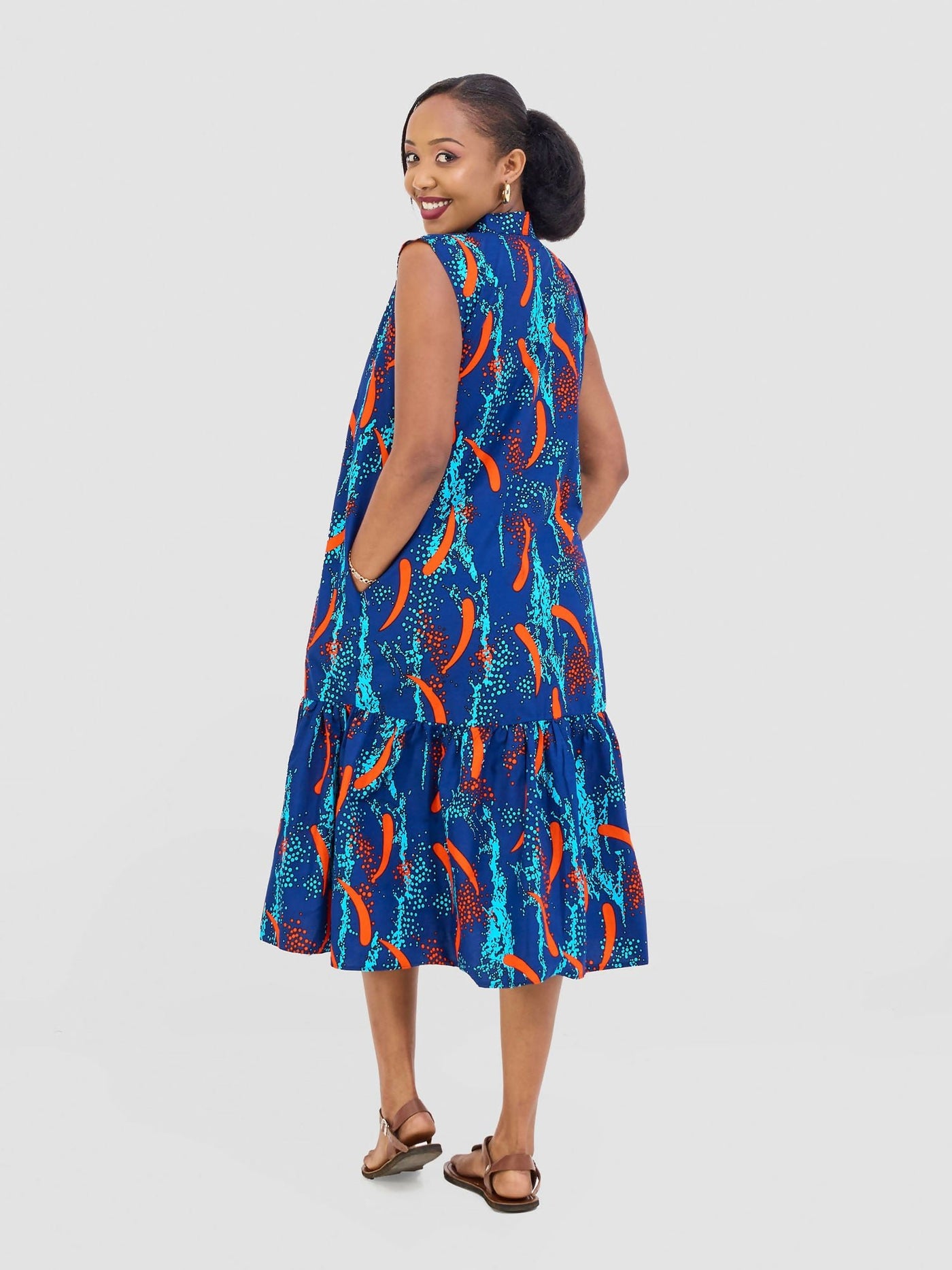 Prettygline Wati Ruffle Hem Dress - Teal - Shopzetu
