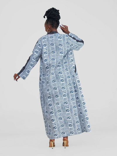 Long Savannah Spirit Kimono - Black / White