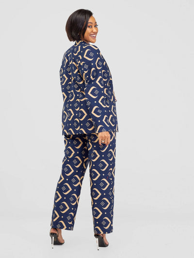 SBV Ankara Blazer Jacket - Navy Blue - Shopzetu