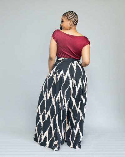 African Yuva Ayira Palazzo Pant - Black / White