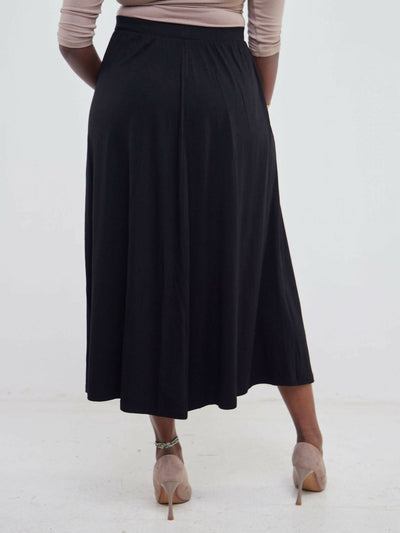 Hessed Maxi Wide Skirt - Black - Shopzetu