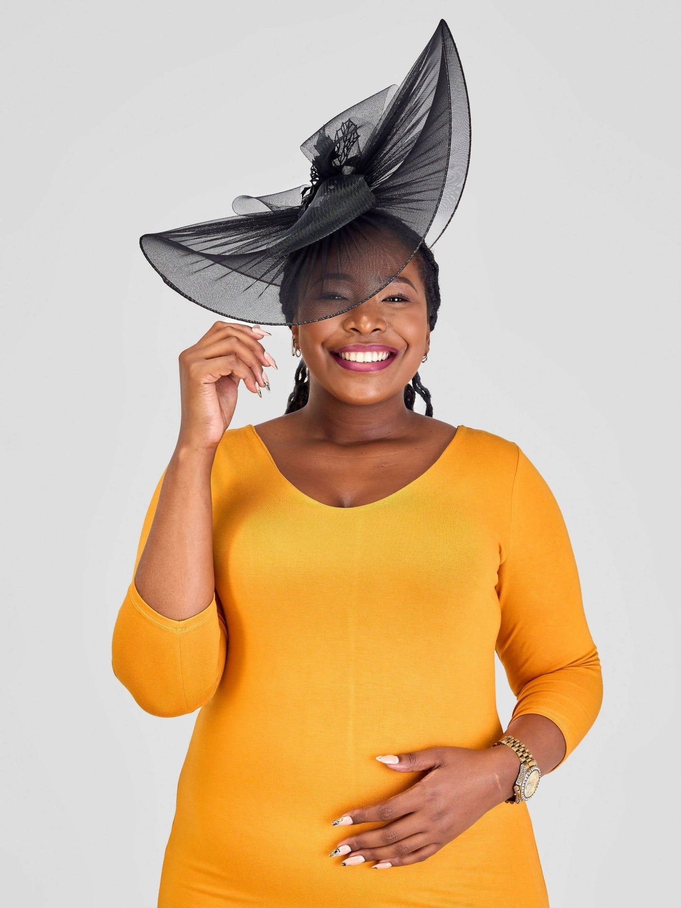 Hando Afrikan Designs Tiffany Fascinator - Black - Shopzetu