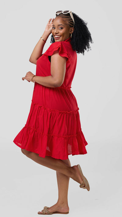 Vazi Afriq Cotton Sunny Dress - Red