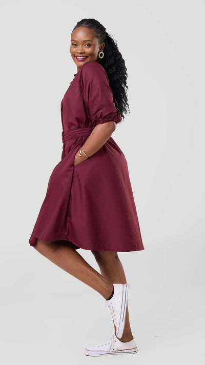 Mnubistyle Ruby Dress - Burgundy