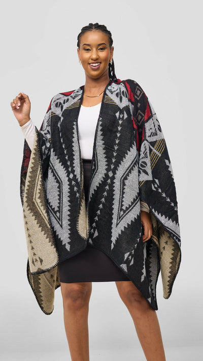 Afrodame light poncho - Black