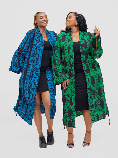 Vivid Afrikana Sanaa Kimono - Blue / Black - Shopzetu