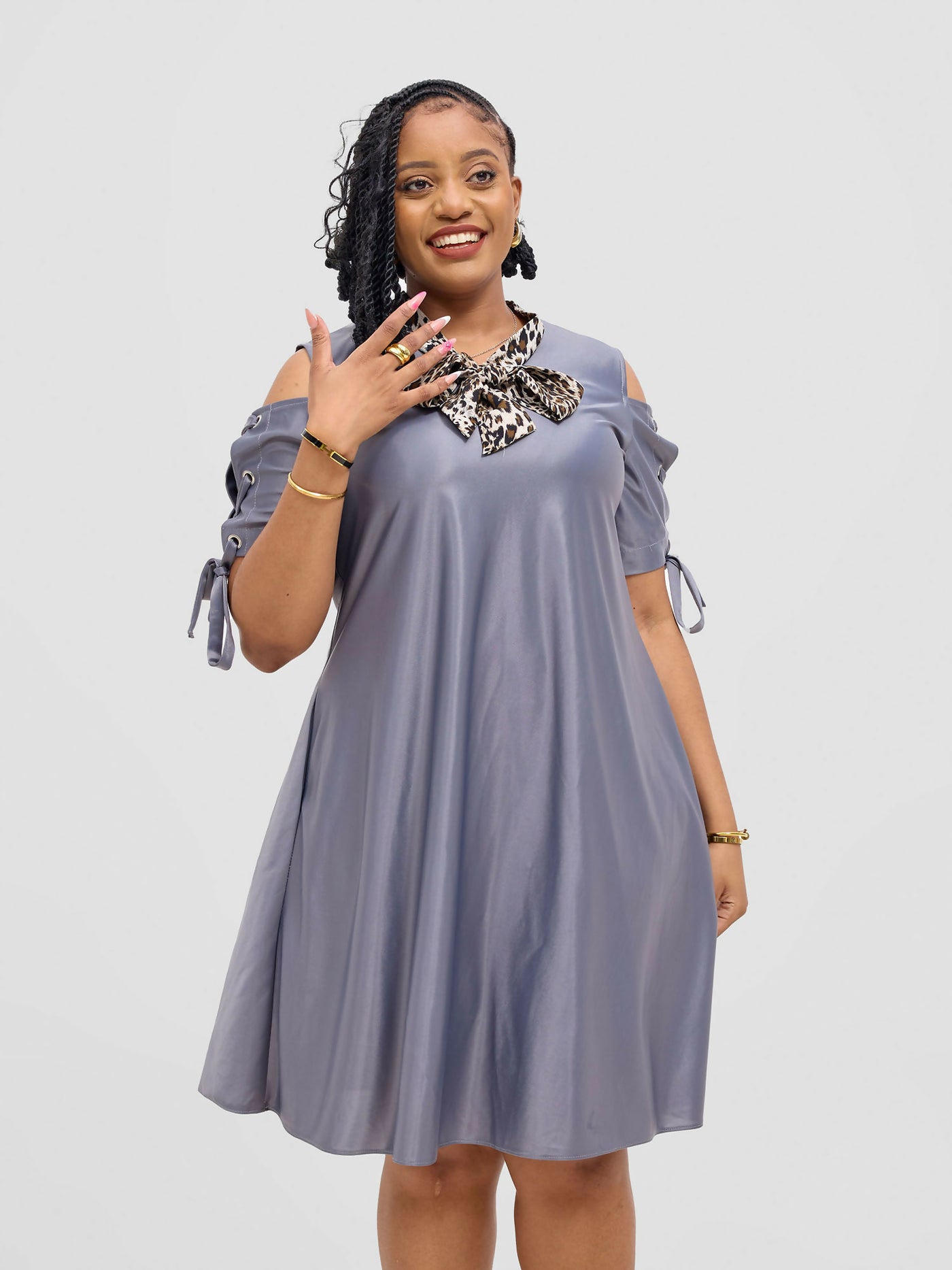 Jolly Fancy Wear Zia Shift Dress - Grey - Shopzetu