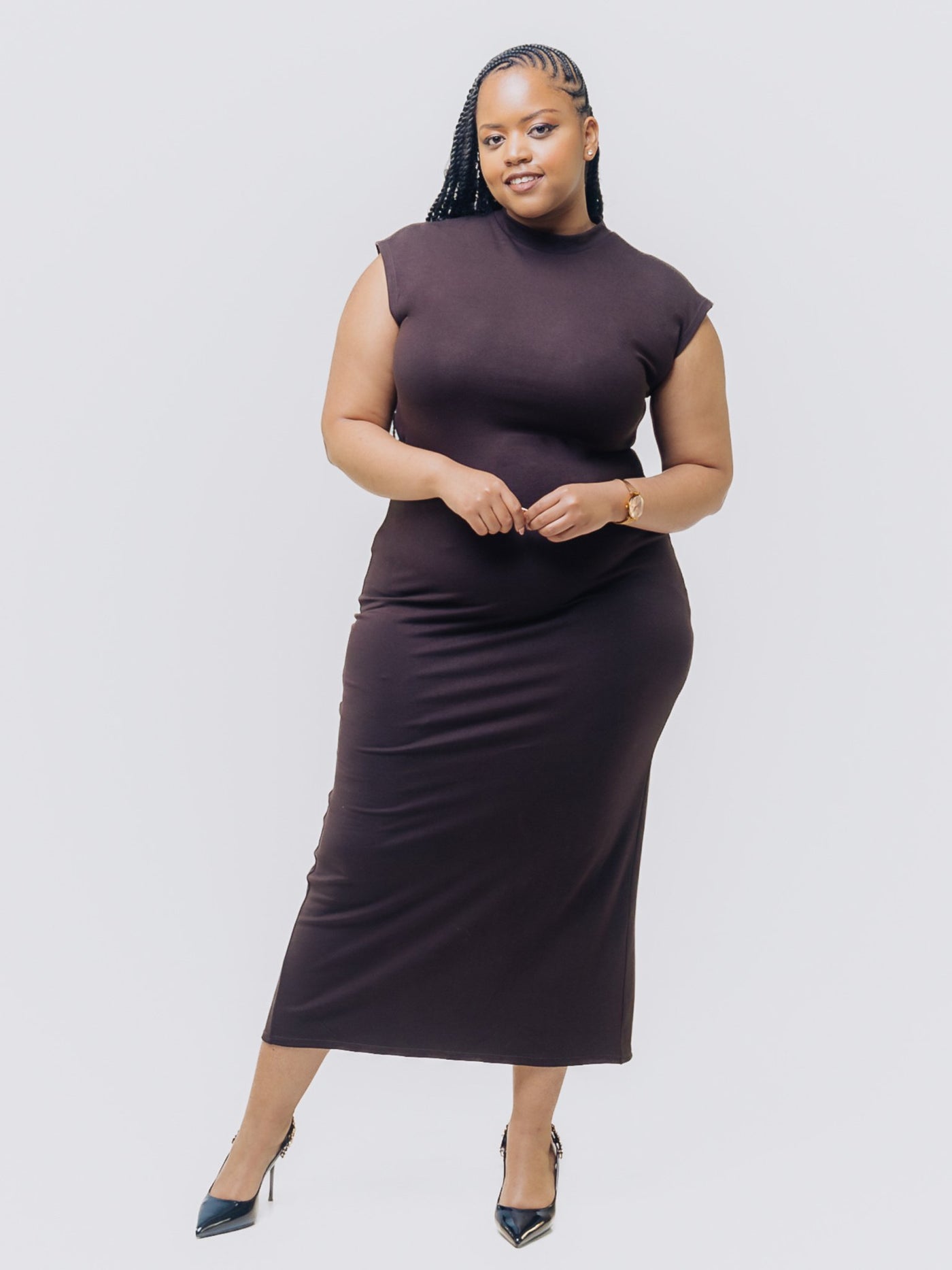 This Is Essential Midi Dress - Chocolate - Shopzetu