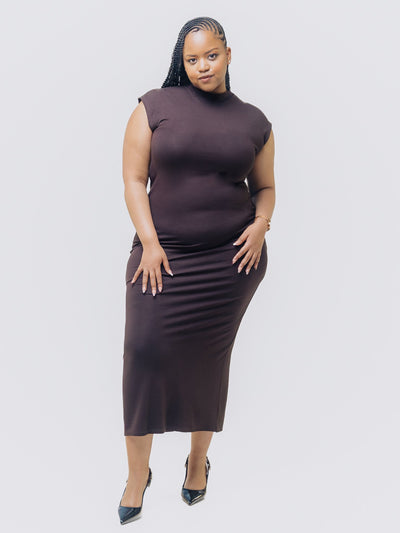 This Is Essential Midi Dress - Chocolate - Shopzetu