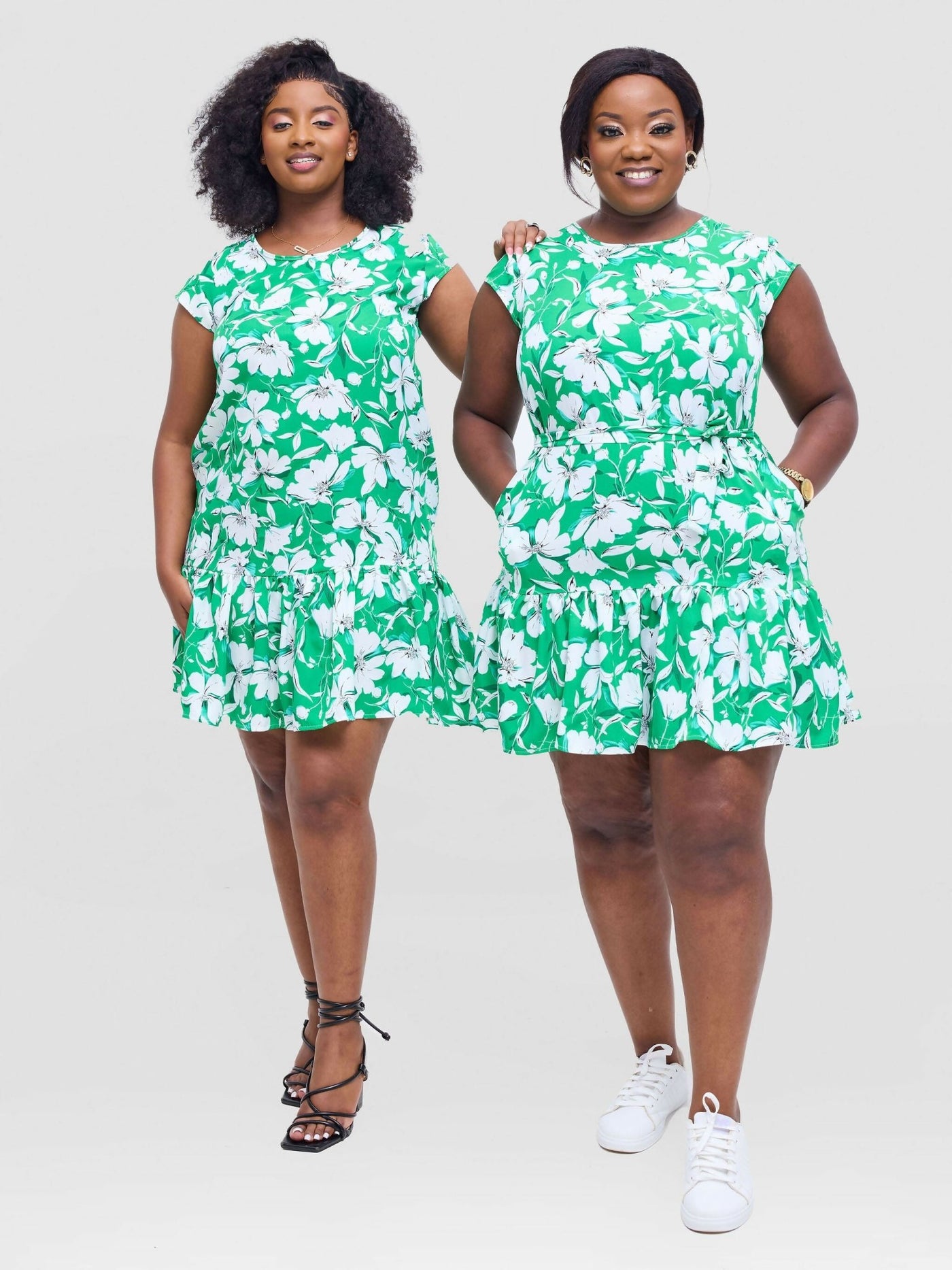 Lizola Ugoulo Shirt Dress - Green / White / Black - Shopzetu