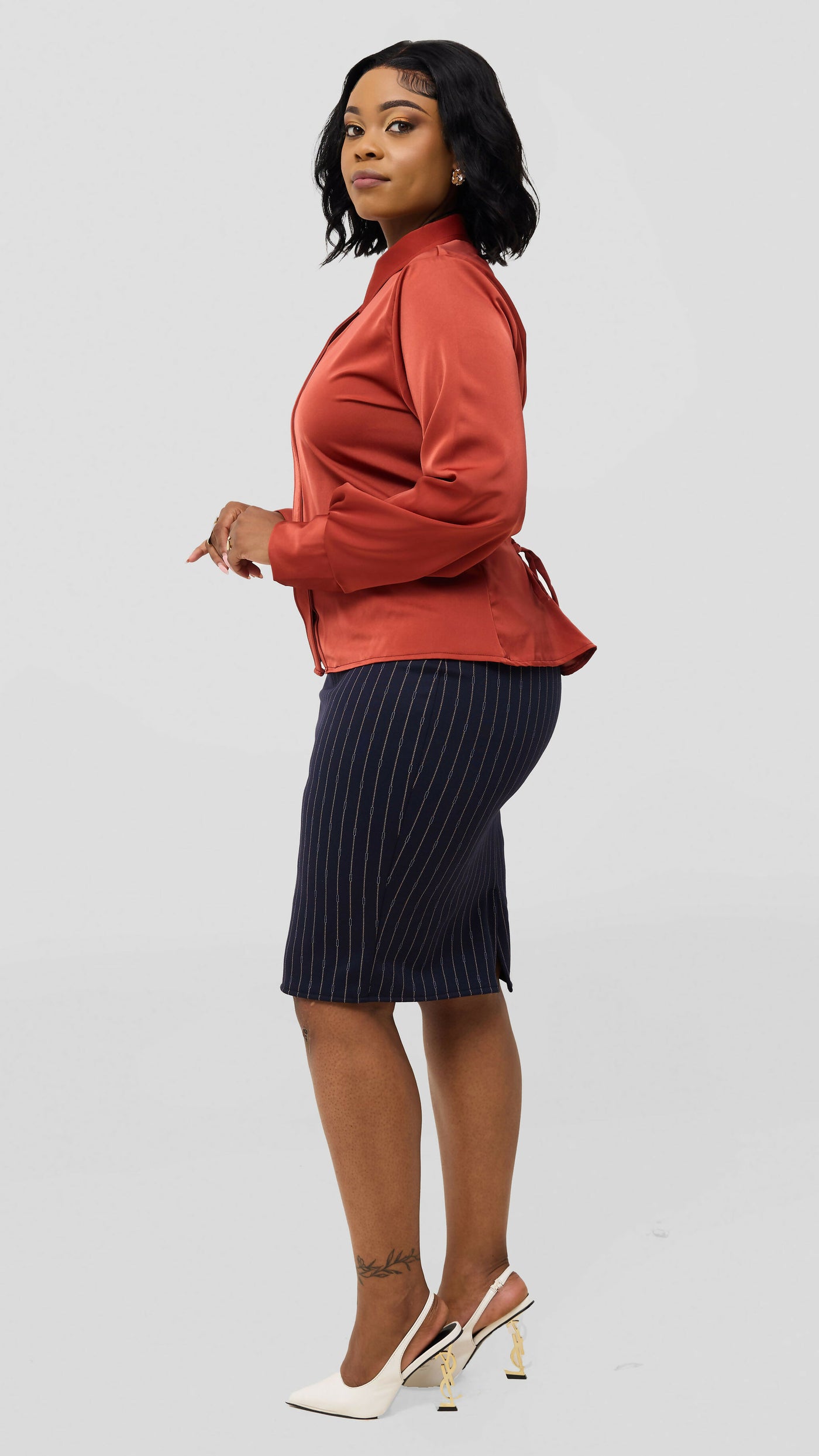 Silk House Collection Curvy Plus Size Rosa Top - Burnt Orange