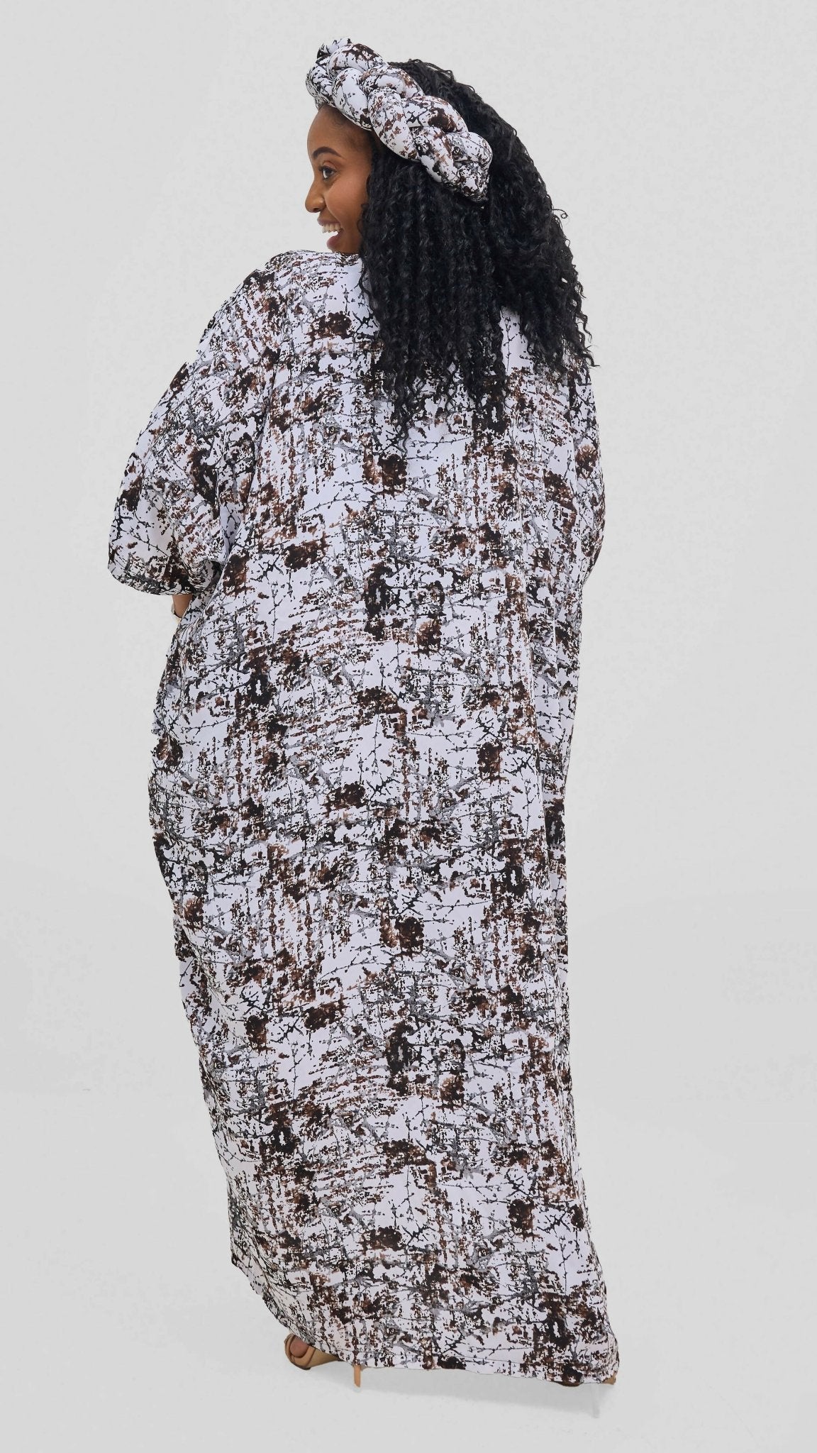 Hats And More Boho Charm Dress & Matching Headwrap – Abstract Print - Shopzetu