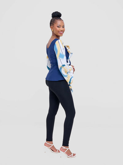 DnD Couture Didi Luxe Blouse Top - Navy Blue - Shopzetu