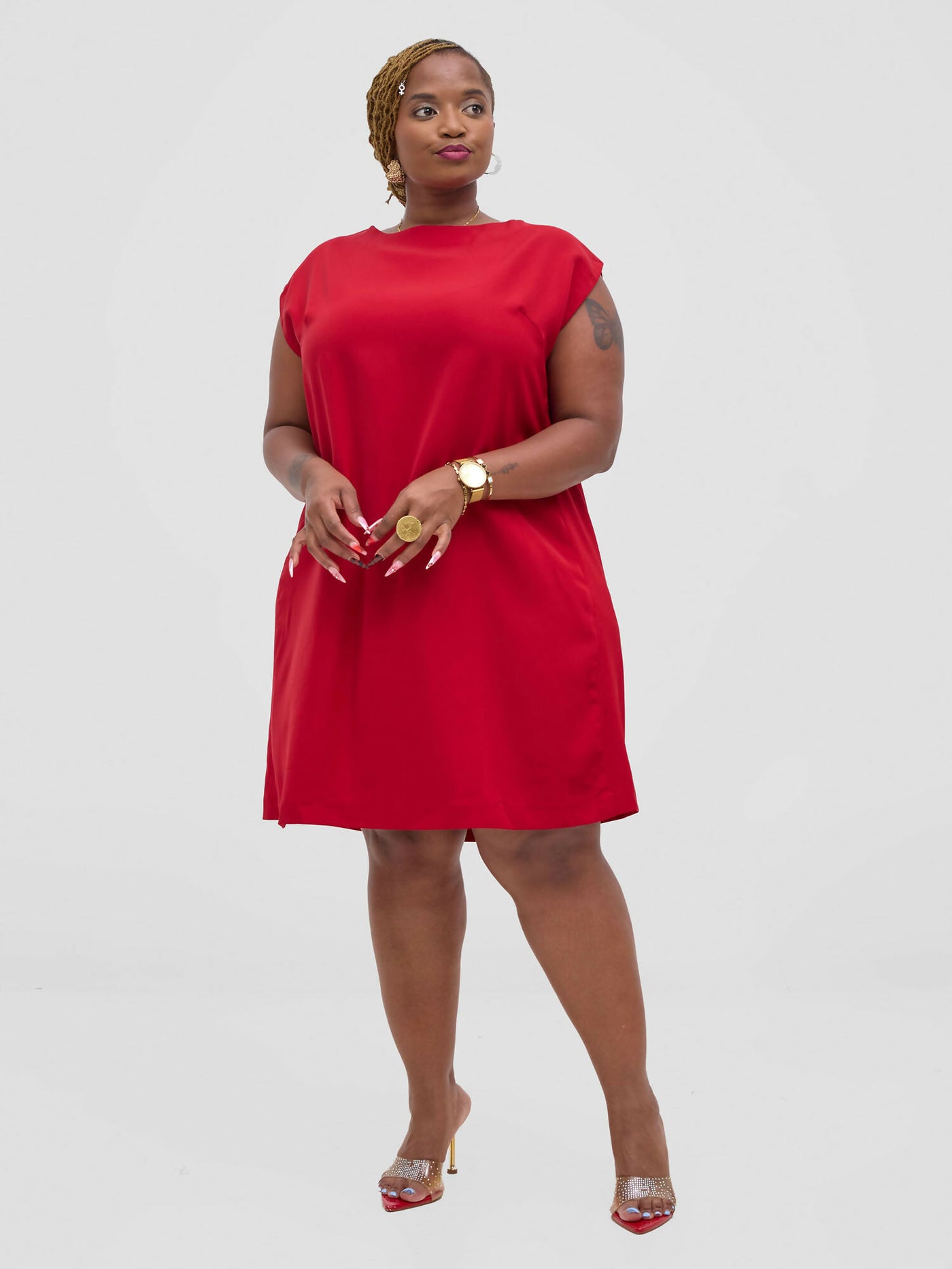 HOT Rojo Shift Dress - Red - Shopzetu