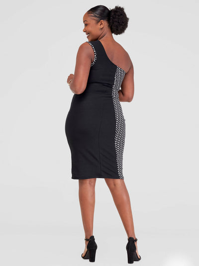 Juka Closet One Shoulder Dress - Black / White