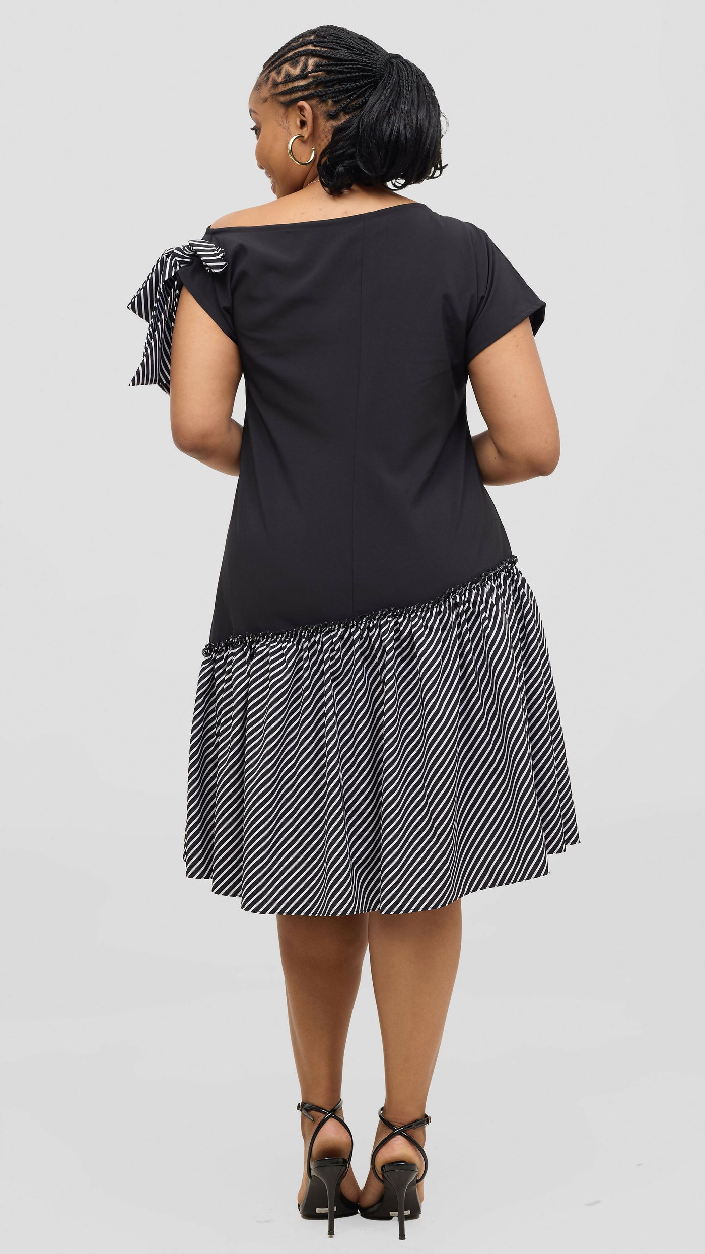 Jolly Fancy Wear Curvy Plus Size Pila Shift Dress - Black Stripped