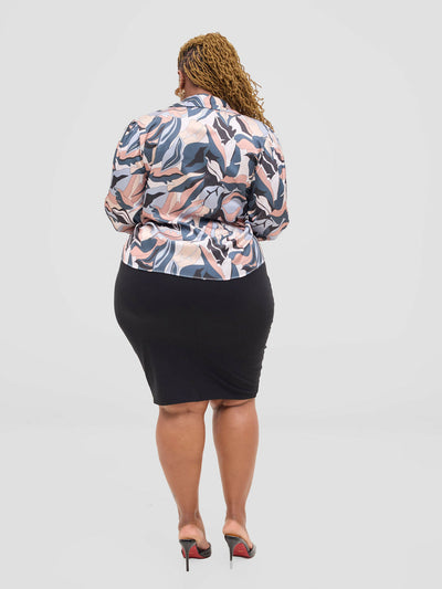 The Fashion Frenzy Muted Waves Satin Blouse Top - Multicolored - Shopzetu