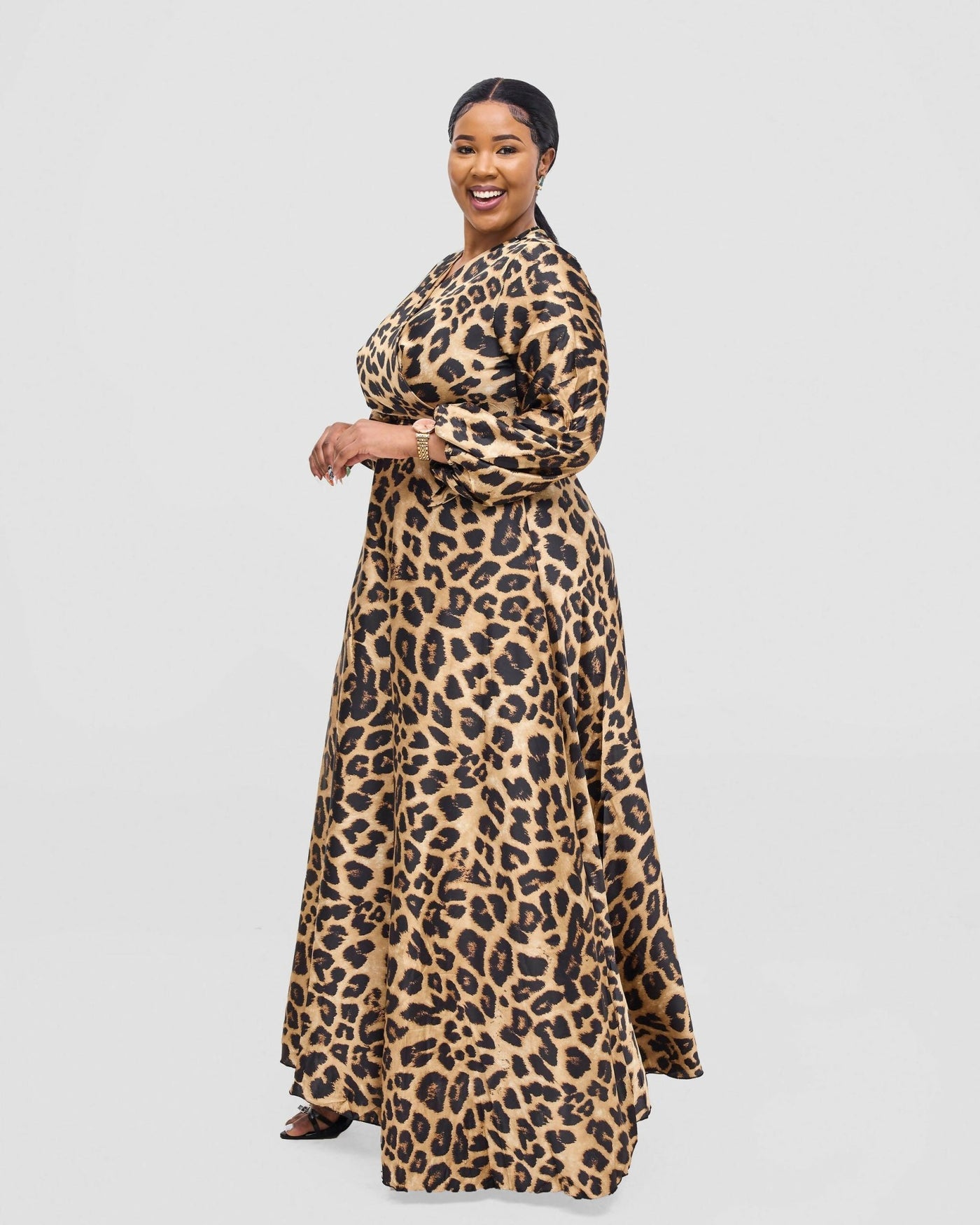 Stylish Sisters Animal Print Dress - Brown / Black - Shopzetu