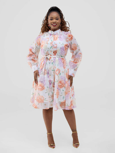 Stylish Sisters Floral Skater Dress - Multicolored - Shopzetu