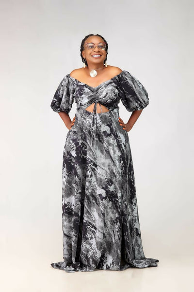 Thick & Fab Amy Dress - Grey Print - Shopzetu