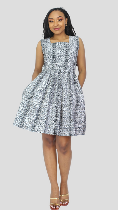 The Fashion Frenzy Curvy Plus Size Skater Dress â€“ Amani Black / White Speckle