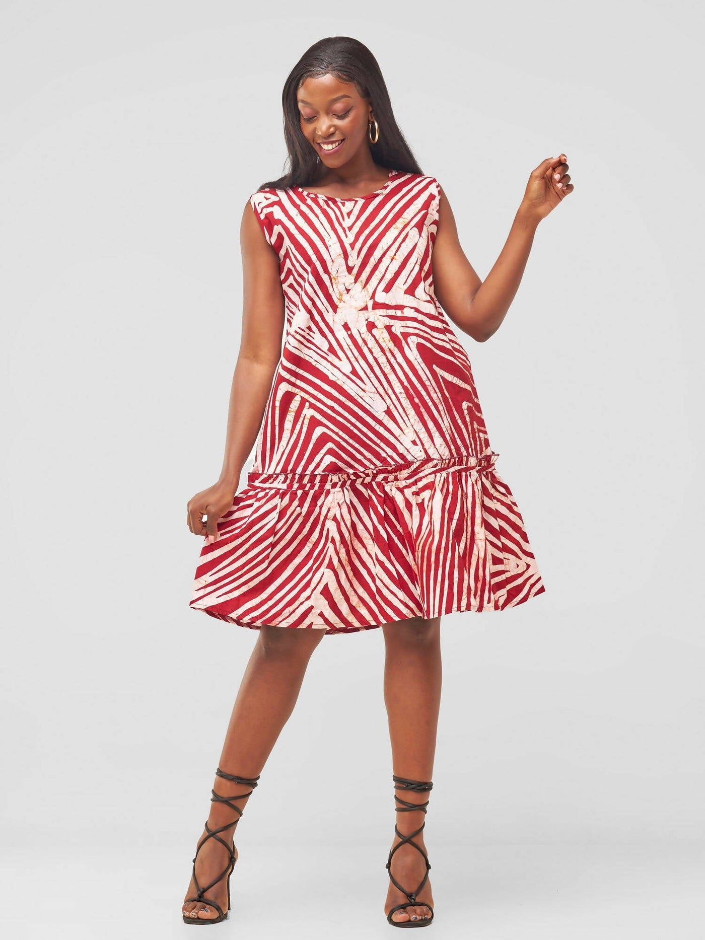 The Fashion Frenzy Raha Printed Shift Dress - Maroon - Shopzetu