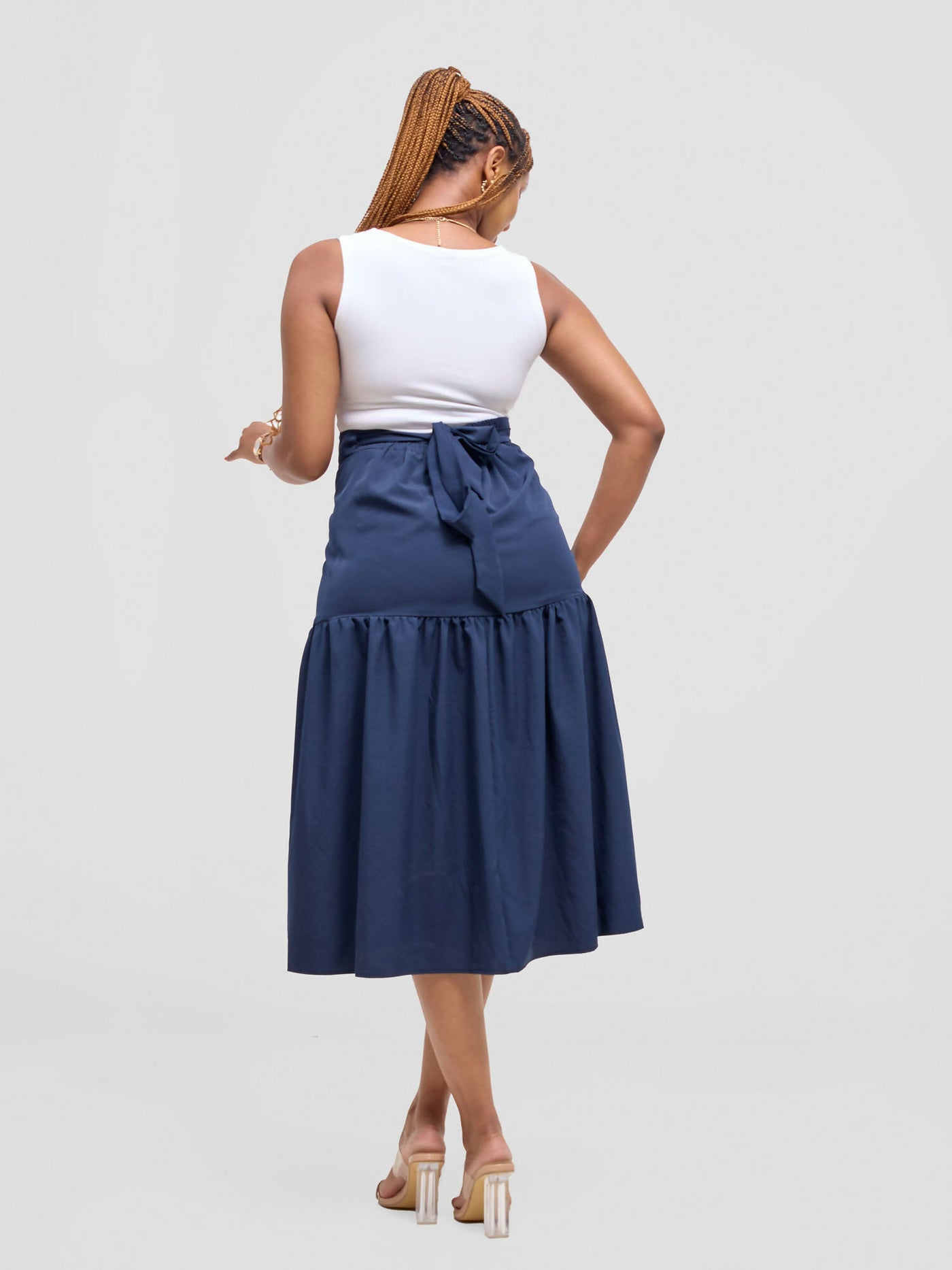 Cuttfitt Wrap Skirt - Navy Blue - Shopzetu