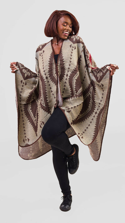 Afrodame Light Poncho - Brown