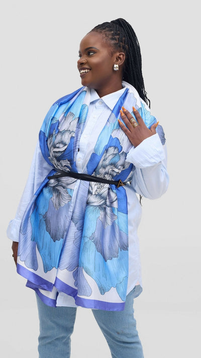 Afrodame Luxurious Silk Scarf - Blue - Shopzetu