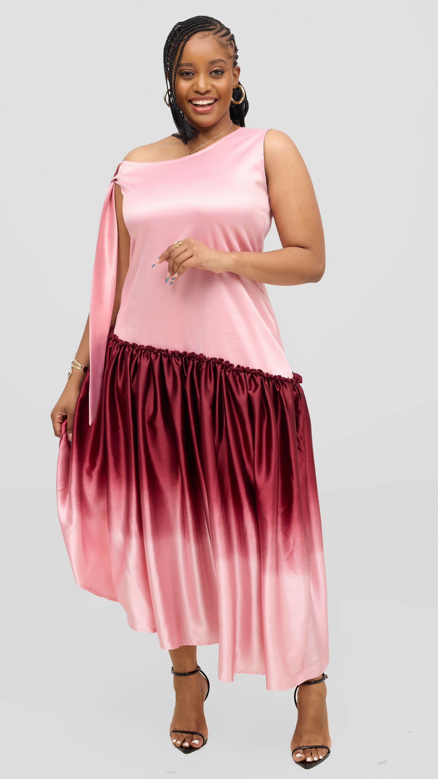 Jolly Fancy Wear Curvy Plus Size Tanua Dress - Brown
