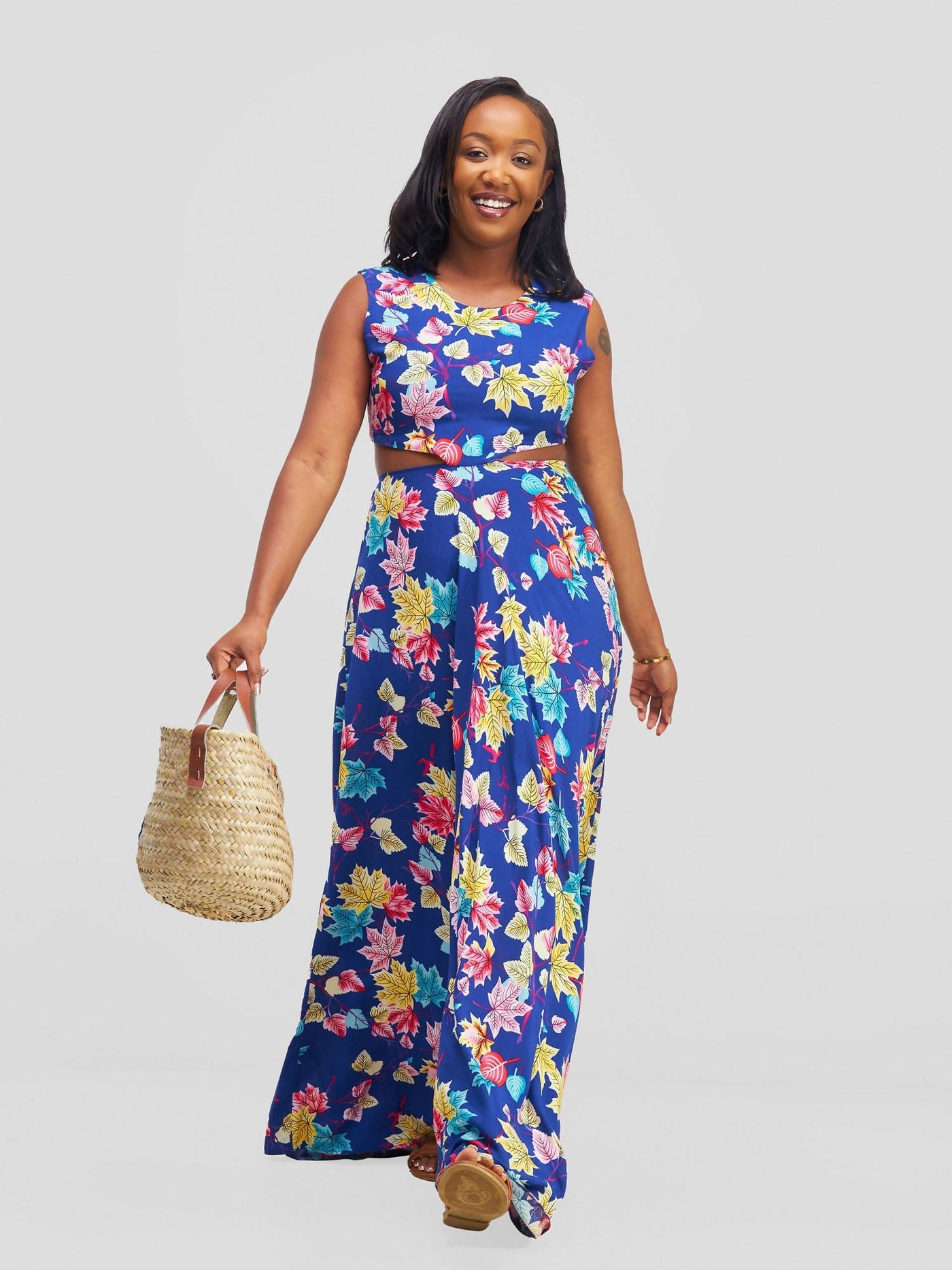 Stella Customized Kenya Dress - Blue Floral - Shopzetu
