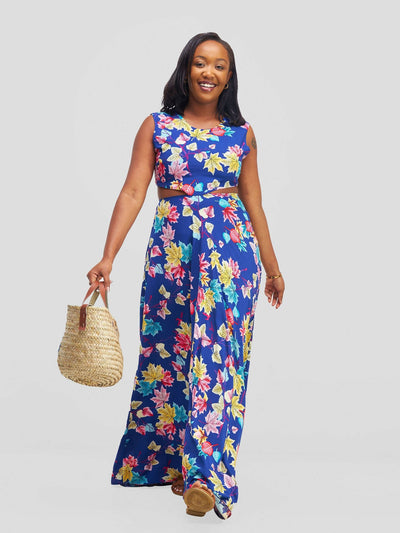 Stella Customized Kenya Dress - Blue Floral - Shopzetu