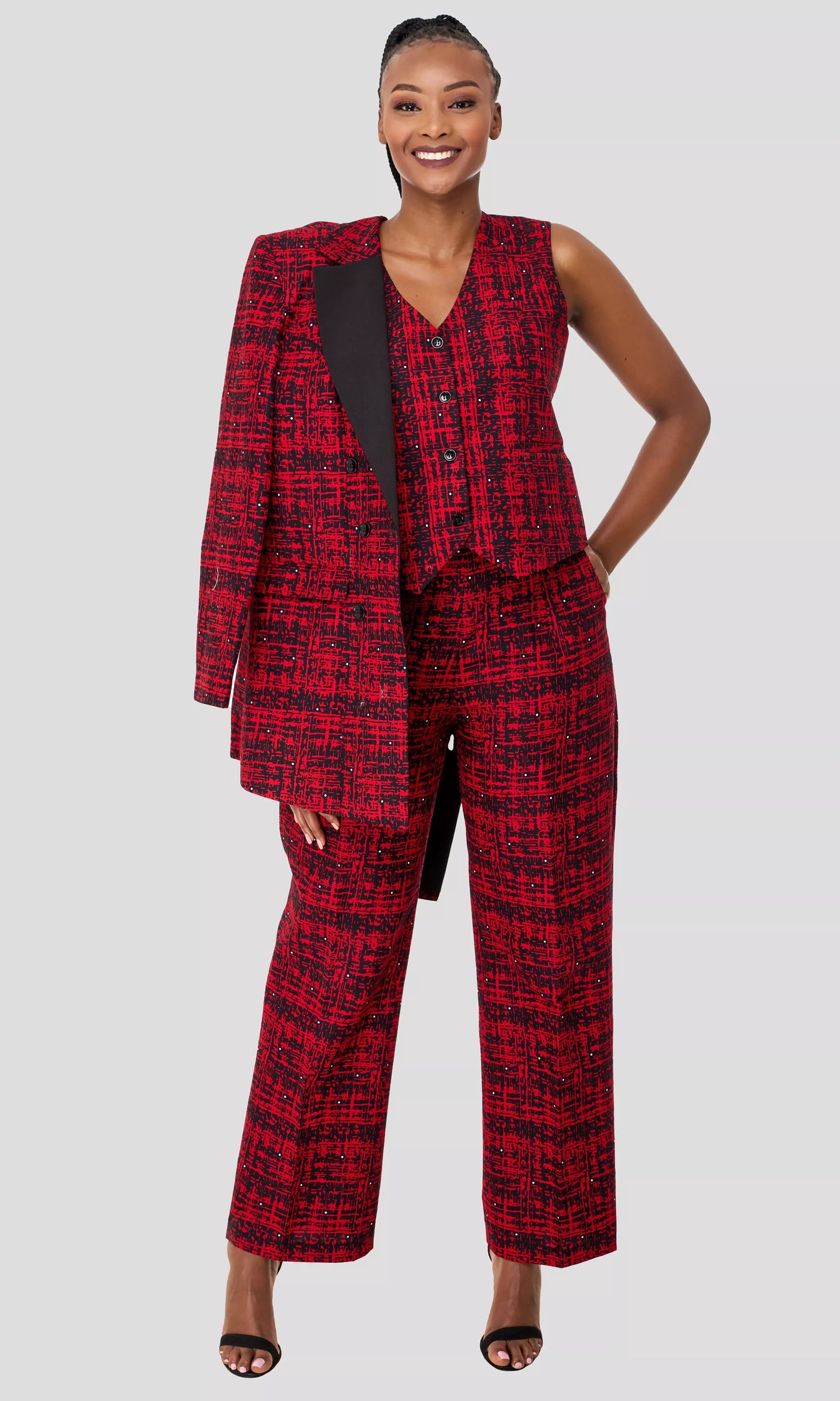 SBV Ankara Pant Suit - Maroon Print - Shopzetu