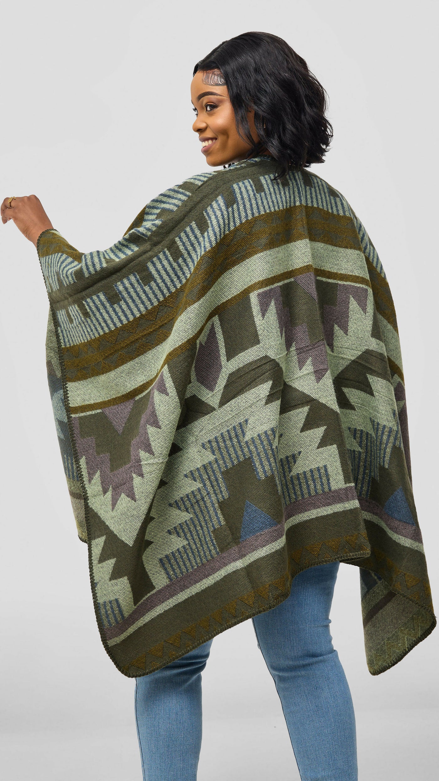 Afrodame Light Poncho - Green