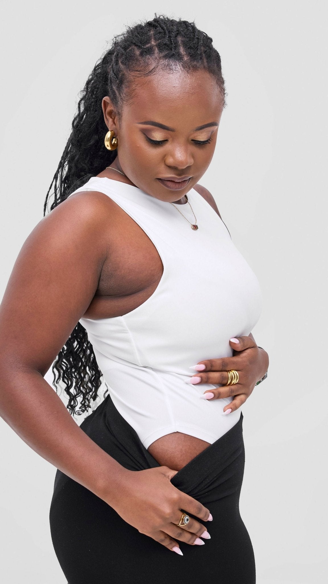 The Fashion Frenzy Sleeveless Bodysuit - White - Shopzetu