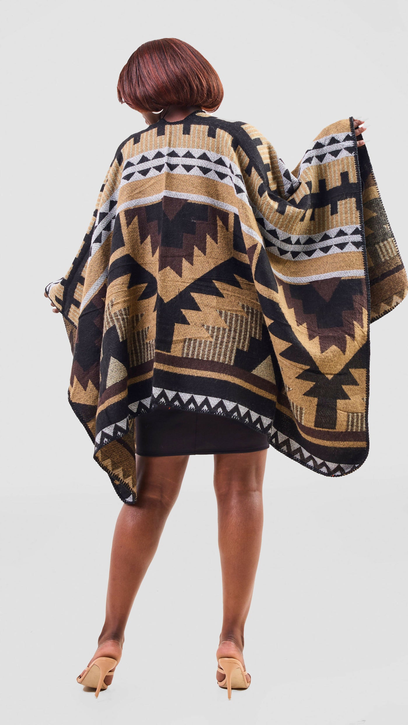 Afrodame Light Poncho - Brown / Black