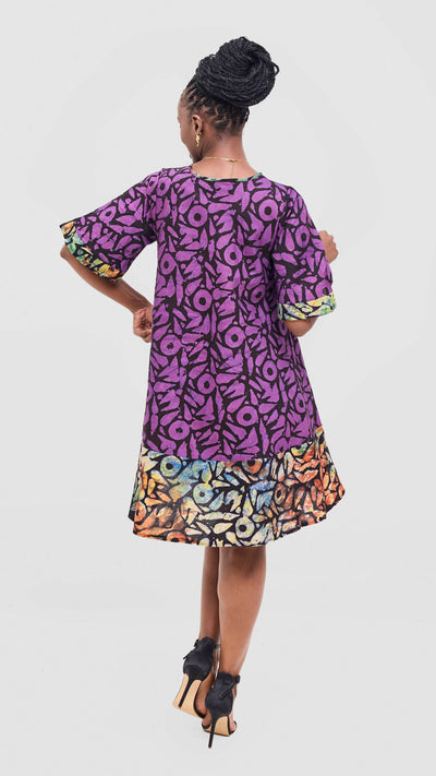 The Fashion Frenzy Curvy Plus Size Shani Shift Dress â€“ Purple Contrast Hem