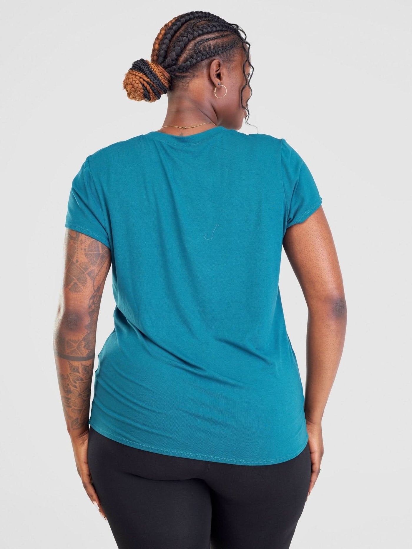 Vivo Basic V-neck Cap Sleeve Top - Teal - Shopzetu