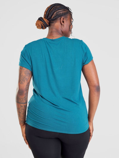 Vivo Basic V-neck Cap Sleeve Top - Teal - Shopzetu