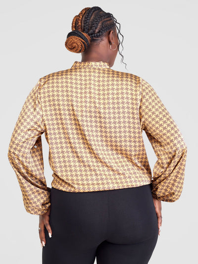 Vivo Talek Lap - Over Top - Beige / Brown Geometric Print - Shopzetu